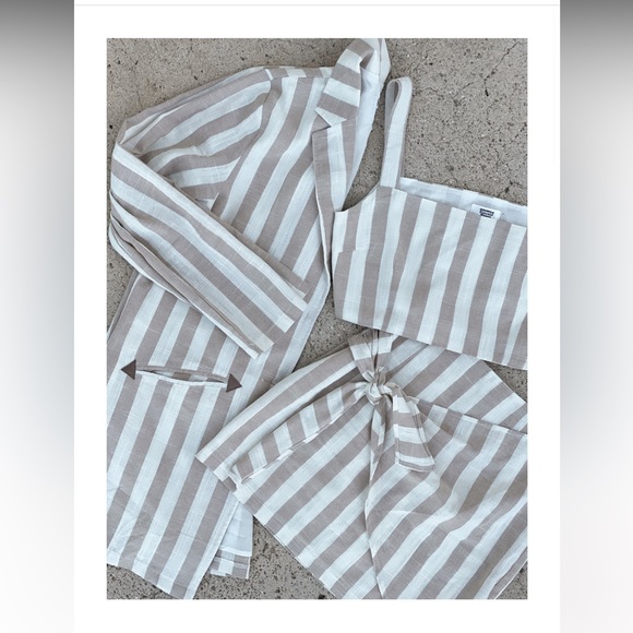 Striped Western Gringa linen wrap skirt and top matching set - Picture 2 of 4